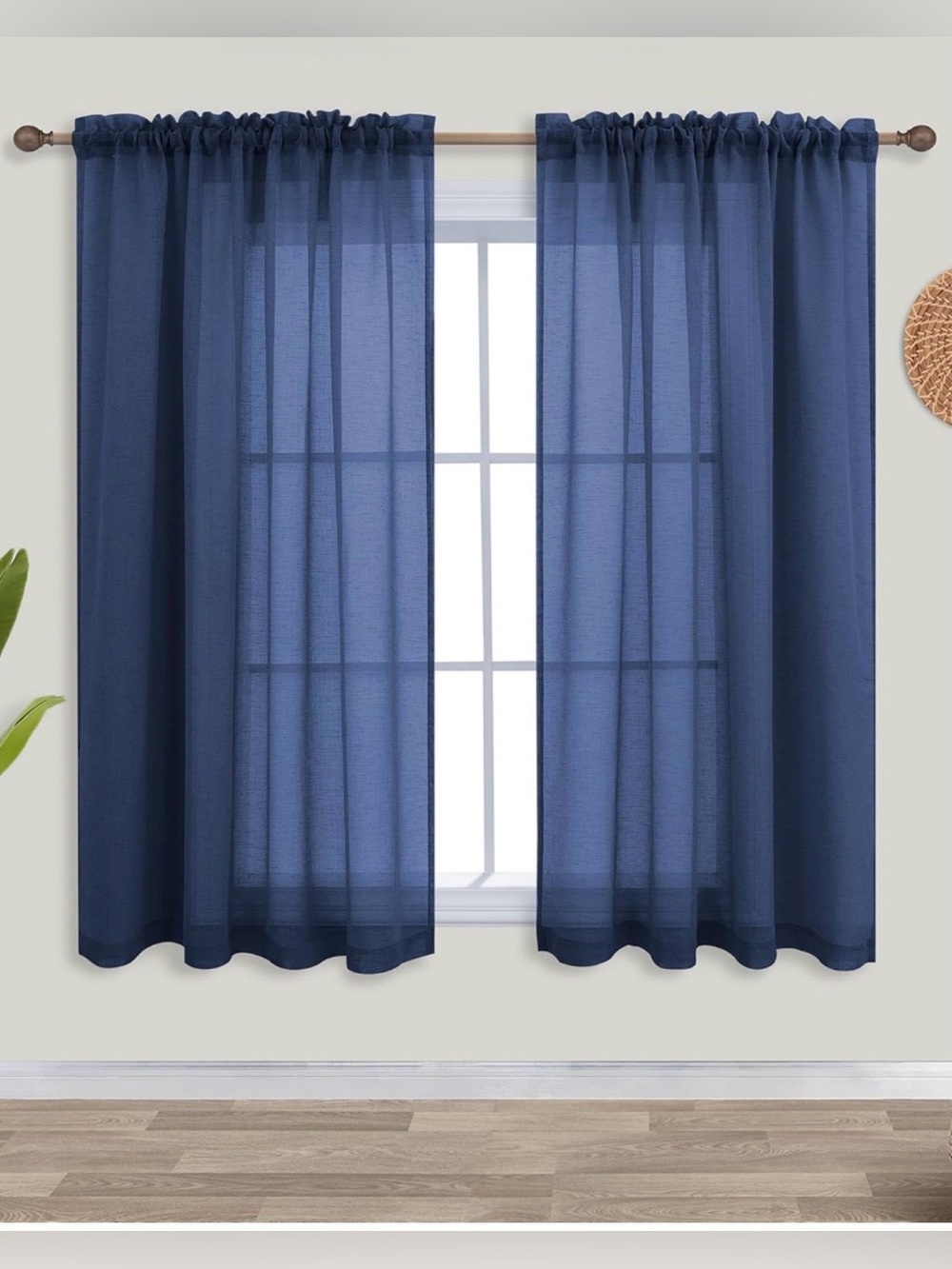 Navy Rod Pocket Curtain Panel